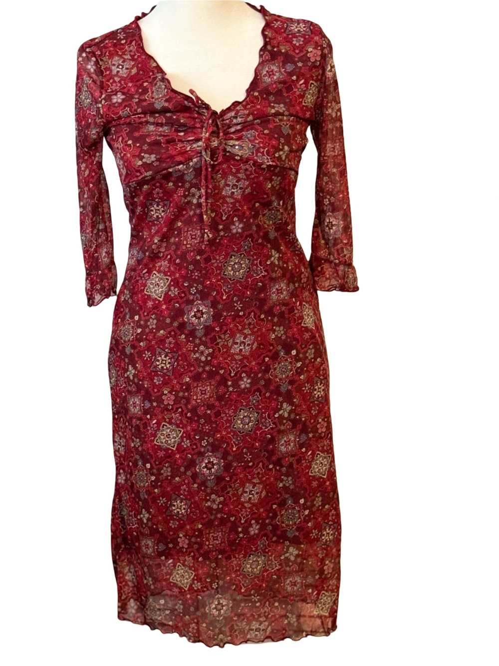 Vintage Y2K Babydoll Elena Gilbert Fitted Burgundy Fairy  Womens Dress Medium
